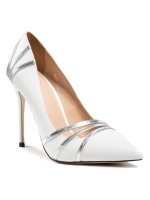 Полуотворени обувки с ток с ток Eva Minge бяло