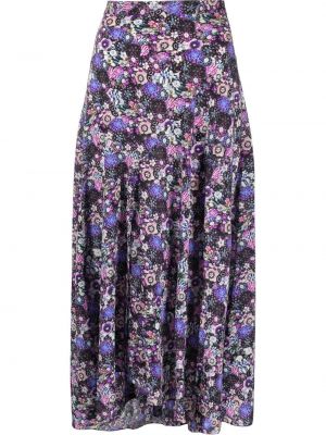 Květinové hedvábné plisovaná sukně s vysokým pasem Isabel Marant - nachový