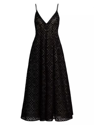 Кружевное платье миди с v-образным вырезом Lela Rose