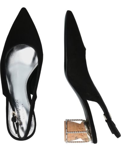 Полуотворени обувки с ток с отворена пета Kate Spade черно