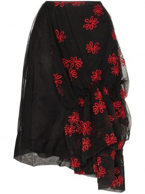 Falda con bordado de flores de tul Simone Rocha negro