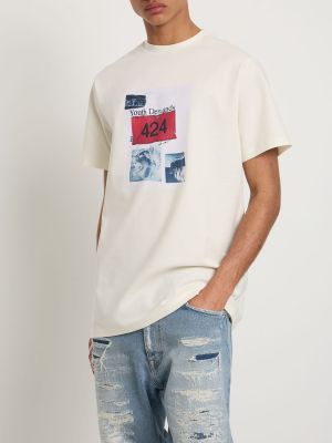 Džerzej bavlnené tričko s potlačou 424 biela
