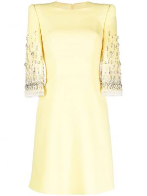 Коктейлна рокля с пайети Jenny Packham жълто