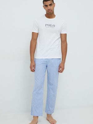 Памучна пижама с принт Polo Ralph Lauren синьо
