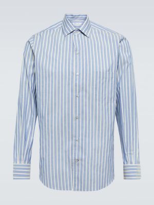 Pruhovaná bavlnená košeľa Loro Piana modrá