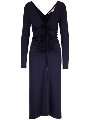 Φόρεμα με λαιμόκοψη v Veronica Beard μπλε
