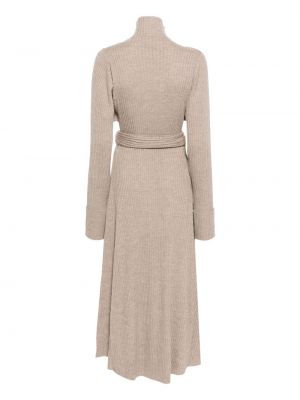 Sukienka długa wełniana z wełny merino By Malene Birger beżowa
