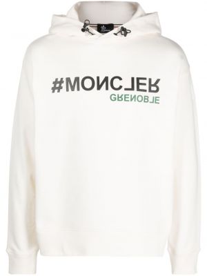 Bluza z kapturem bawełniana z nadrukiem Moncler Grenoble biała