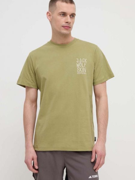 Koszulka z nadrukiem Jack Wolfskin zielona