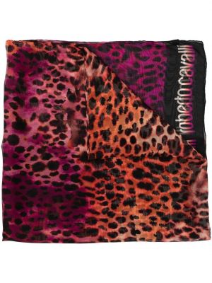 Šal s potiskom z leopardjim vzorcem s prelivanjem barv Roberto Cavalli roza