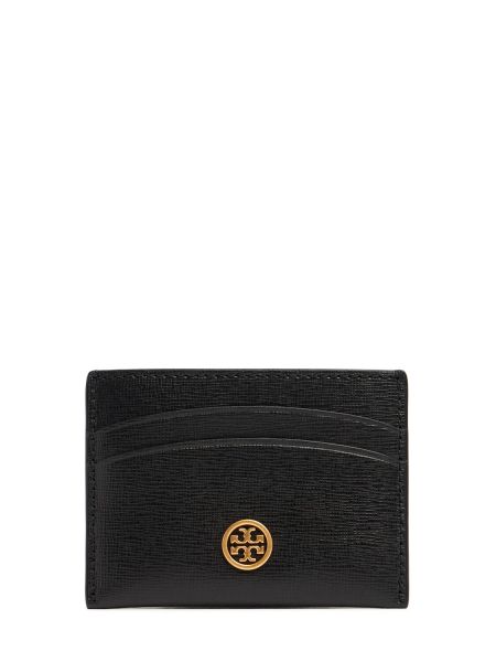 Lær kortholder Tory Burch svart