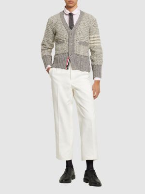 Pantalones de cintura baja de algodón Thom Browne blanco