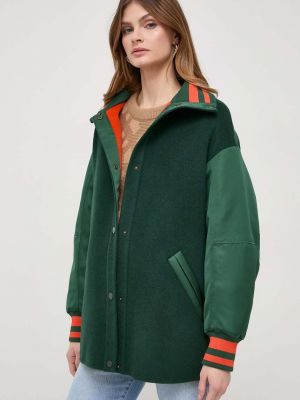 Зеленая шерстяная демисезонная куртка оверсайз Max&co