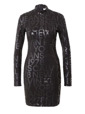 Maksi suknelė slim fit ilgomis rankovėmis Calvin Klein Jeans juoda