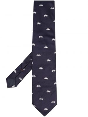 Jacquard seiden krawatte mit print Altea blau