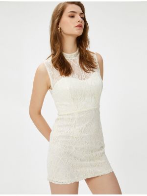 Krajkové slim fit mini šaty Koton bílé