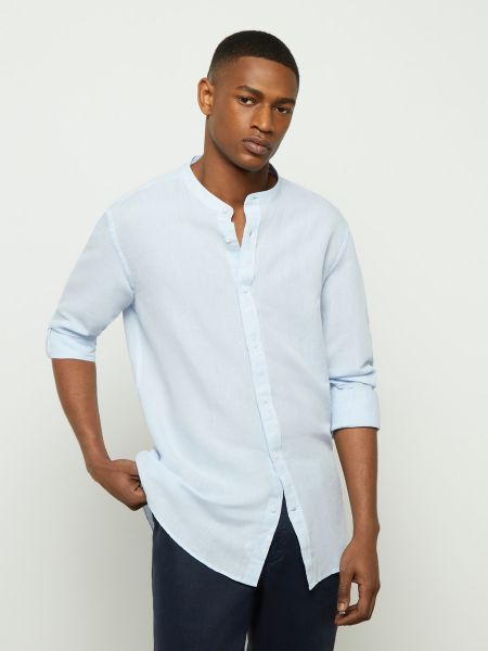 Camisa de lino de algodón Dustin azul