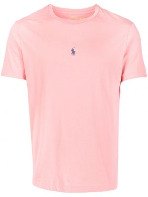 Pamut hímzett pólóing Polo Ralph Lauren rózsaszín