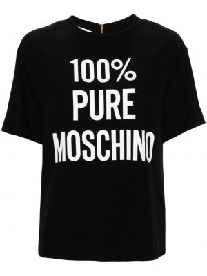 Majica s potiskom iz krep tkanine Moschino črna