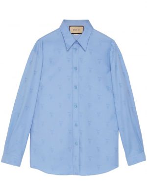 Koszula bawełniana żakardowa Gucci niebieska