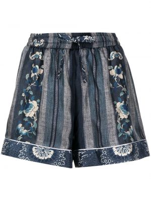 Kratke hlače s cvetličnim vzorcem s potiskom Pierre-louis Mascia modra