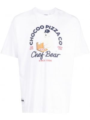 Памучна тениска с принт Chocoolate бяло