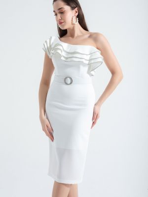Вечерна рокля с волани Lafaba бяло