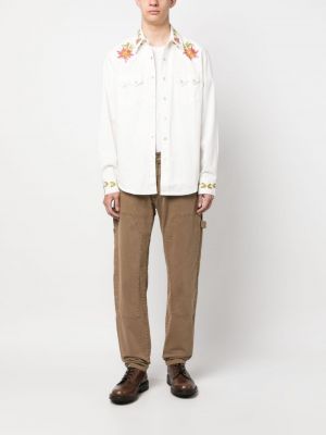 Gėlėta medvilninė marškiniai Ralph Lauren Rrl balta