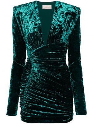 Žametna mini obleka iz rebrastega žameta Alexandre Vauthier zelena