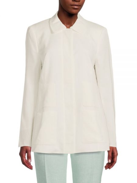 Куртка-рубашка из смесового шелка Mulberry Akris, Ecru