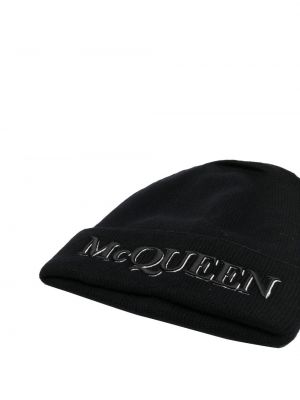 Haftowana czapka Alexander Mcqueen czarna