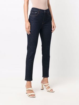 Kalhoty s vysokým pasem skinny fit Lauren Ralph Lauren modré