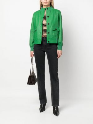 Kožená bunda s knoflíky Giorgio Brato zelená