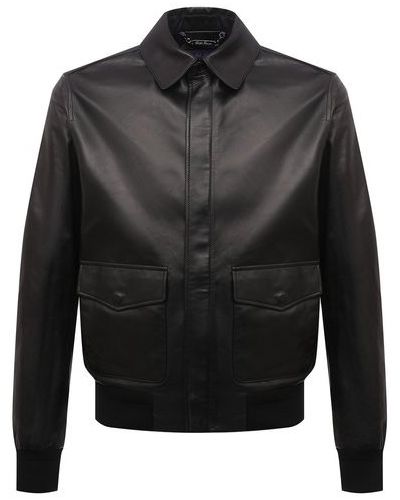 Кожаный куртка с поясом Ralph Lauren черный