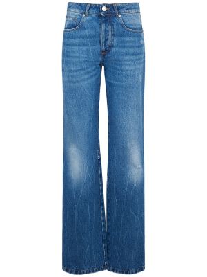 Bavlněné straight fit džíny s vysokým pasem Ami Paris modré