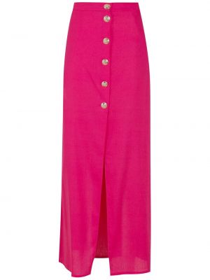 Λινή φούστα με κουμπιά Adriana Degreas ροζ