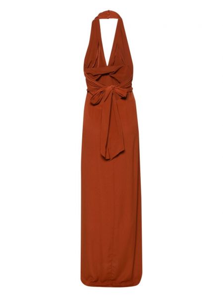 Sukienka długa z krepy Semicouture pomarańczowa