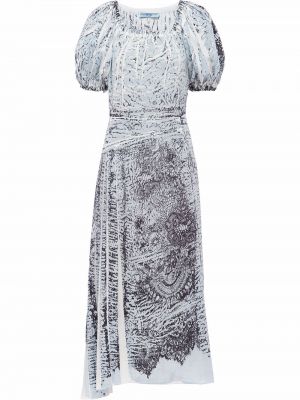 Sukienka midi z jedwabiu z printem Prada, сzarny