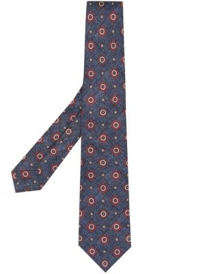 Seiden krawatte mit print Kiton blau