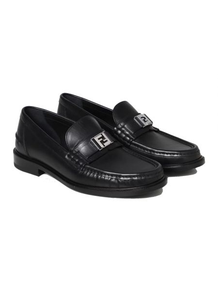 Loafers wsuwane z okrągłym noskiem Fendi czarne