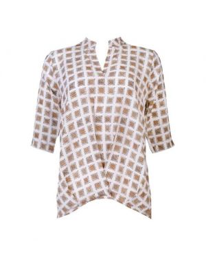 Блуза La Fee Maraboutee, повседневный стиль, укороченный рукав, 44 белый