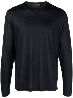 T-shirt en laine en laine mérinos Dell'oglio bleu