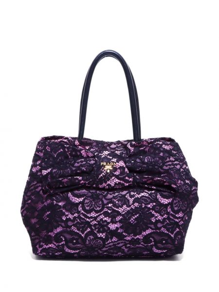 Spitzen shopper handtasche mit schleife Prada Pre-owned