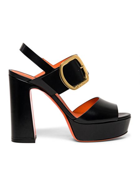 Sandały skórzane eleganckie Santoni czarne