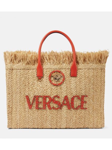 Lær shoppingbag Versace beige