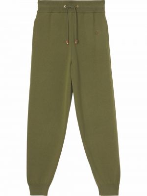 Kašmírové vlněné sportovní kalhoty Burberry zelené