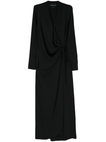 Obleka iz krep tkanine Costarellos črna