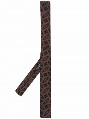 Corbata de seda con estampado con estampado geométrico Dolce & Gabbana marrón