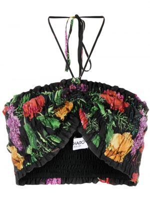 Top bawełniany w kwiatki z nadrukiem Charo Ruiz Ibiza czarny