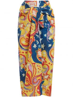 Pamučna midi suknja s printom s apstraktnim uzorkom Marni plava